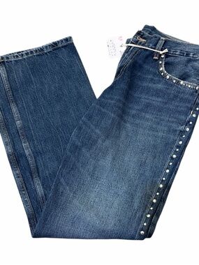 Zara Blue Flare Jeans with Side Stud Trim